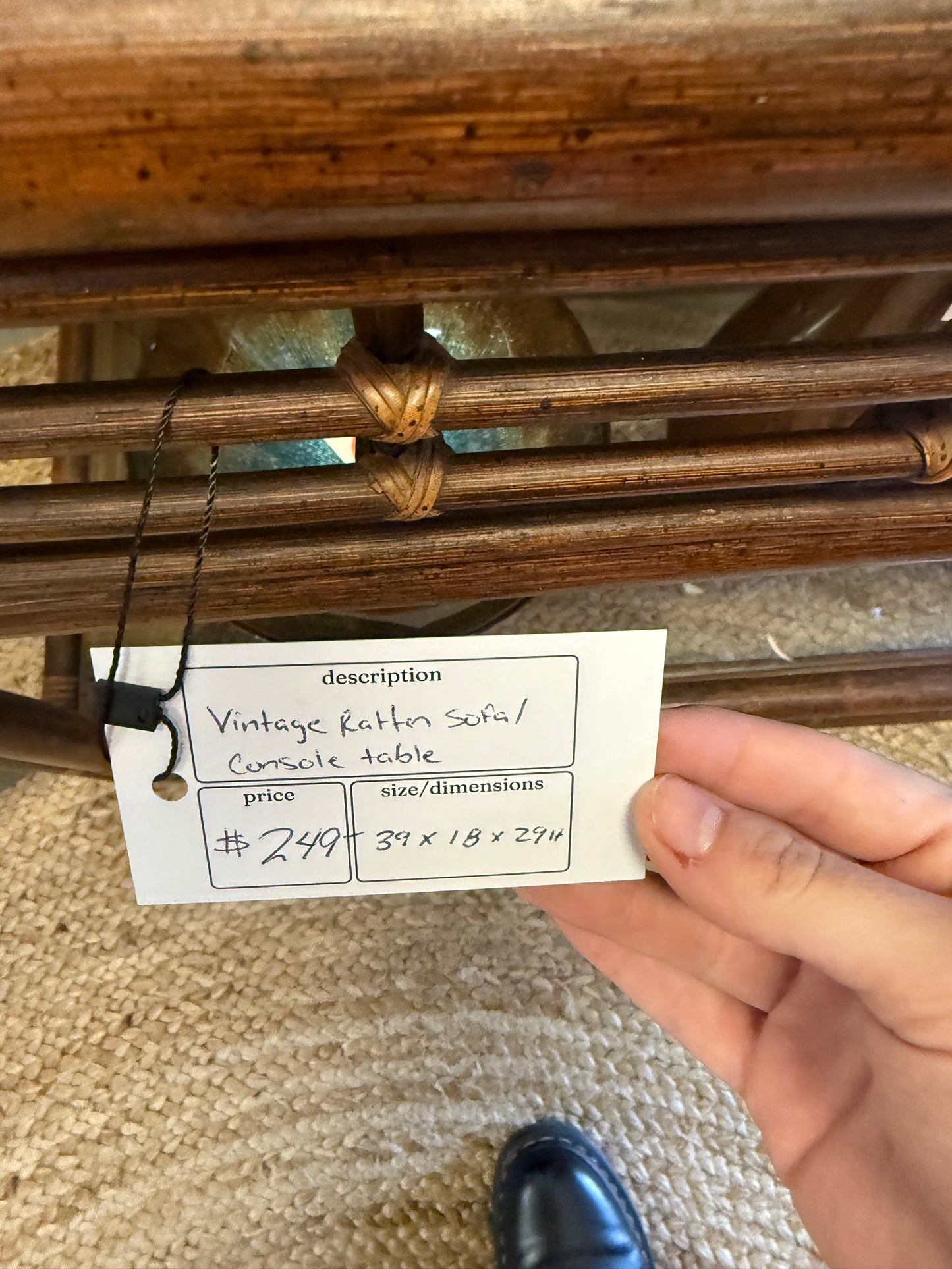 Vintage Rattan Console/Couch Table