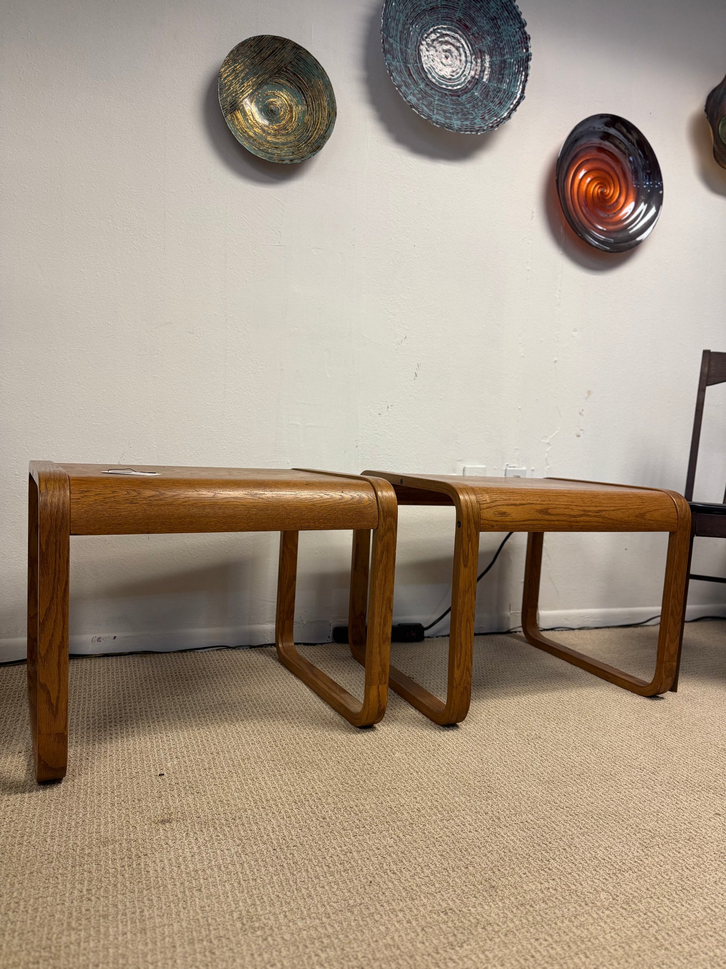 70’s Oak Side Tables Set