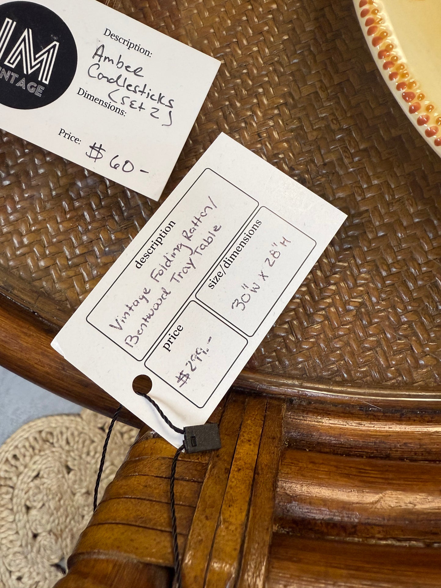 Vintage Folding Rattan/Bentwood Tray Table