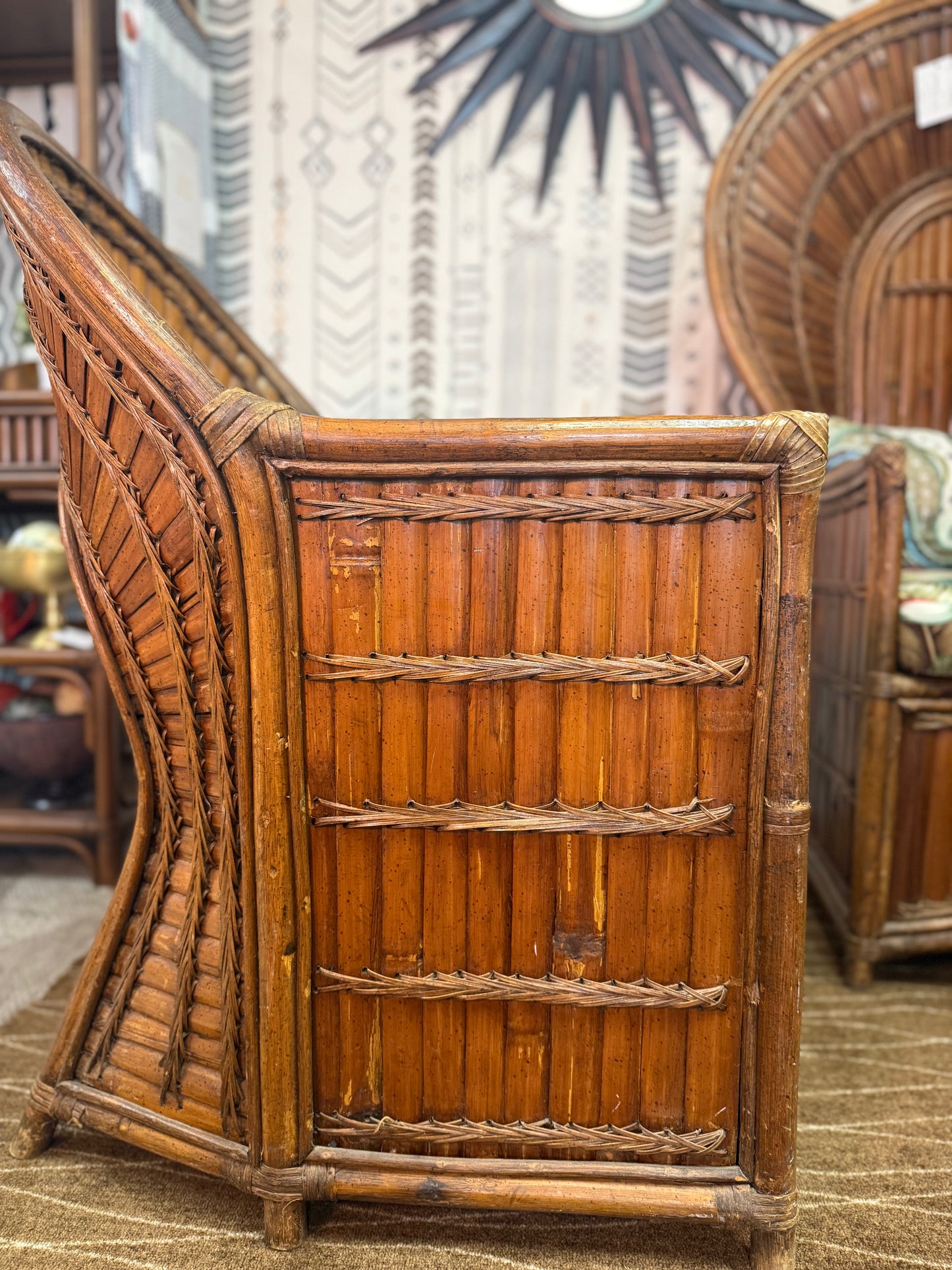Vintage Rising Sun Rattan Chair- smaller version