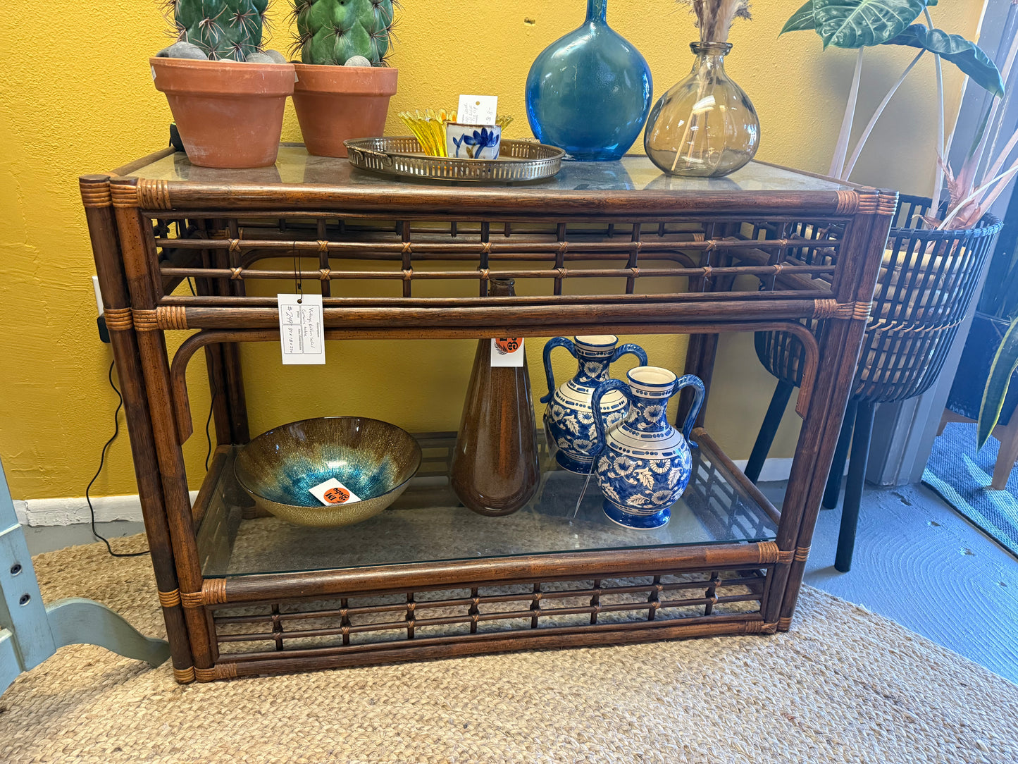 Vintage Rattan Console/Couch Table