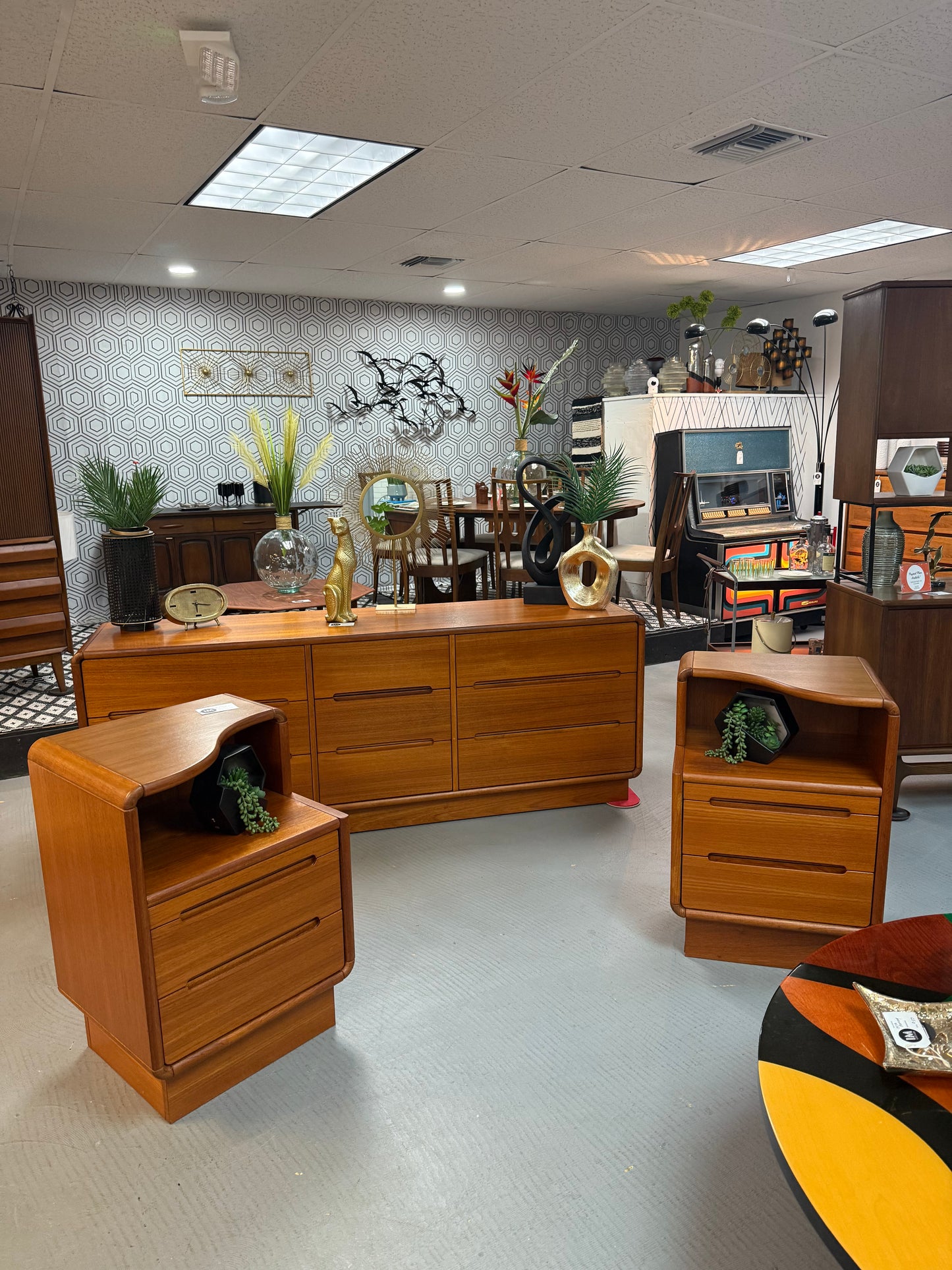 Sun Cabinet Teak Nightstand Set
