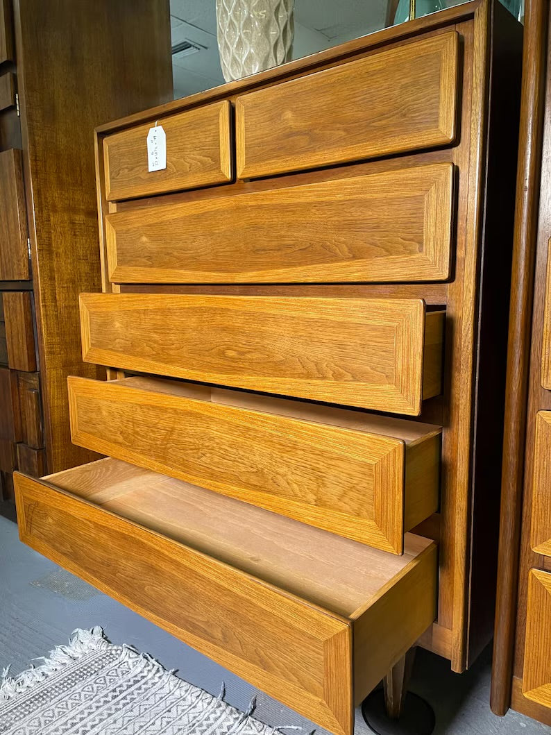 MCM Tallboy Dresser - American of Martinsville Walnut Wood