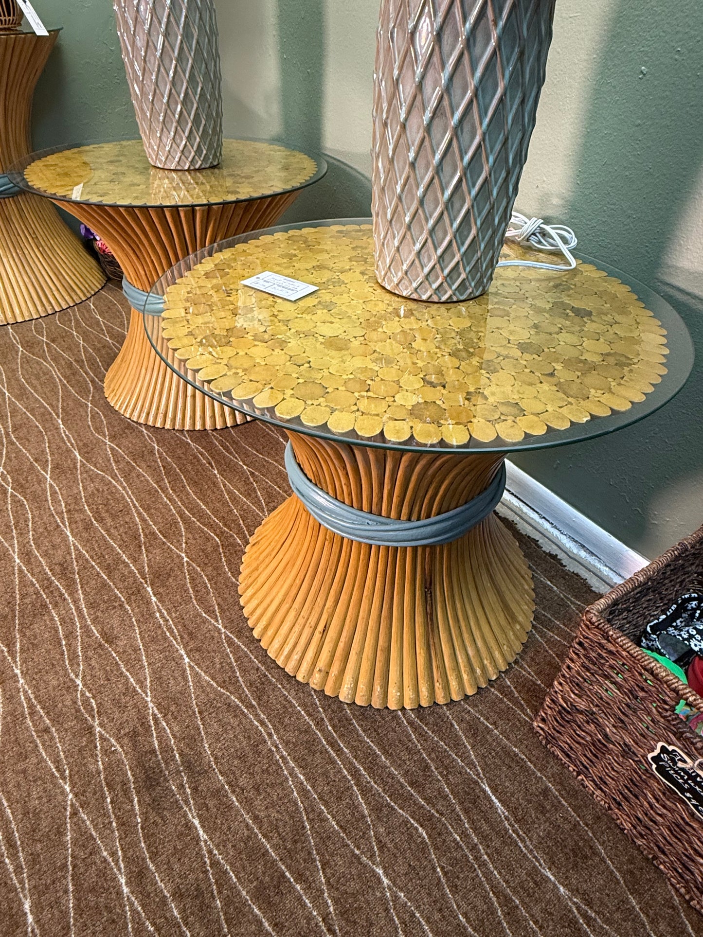 Sheaf of Wheat Side Table Set of 2 BAMBOO