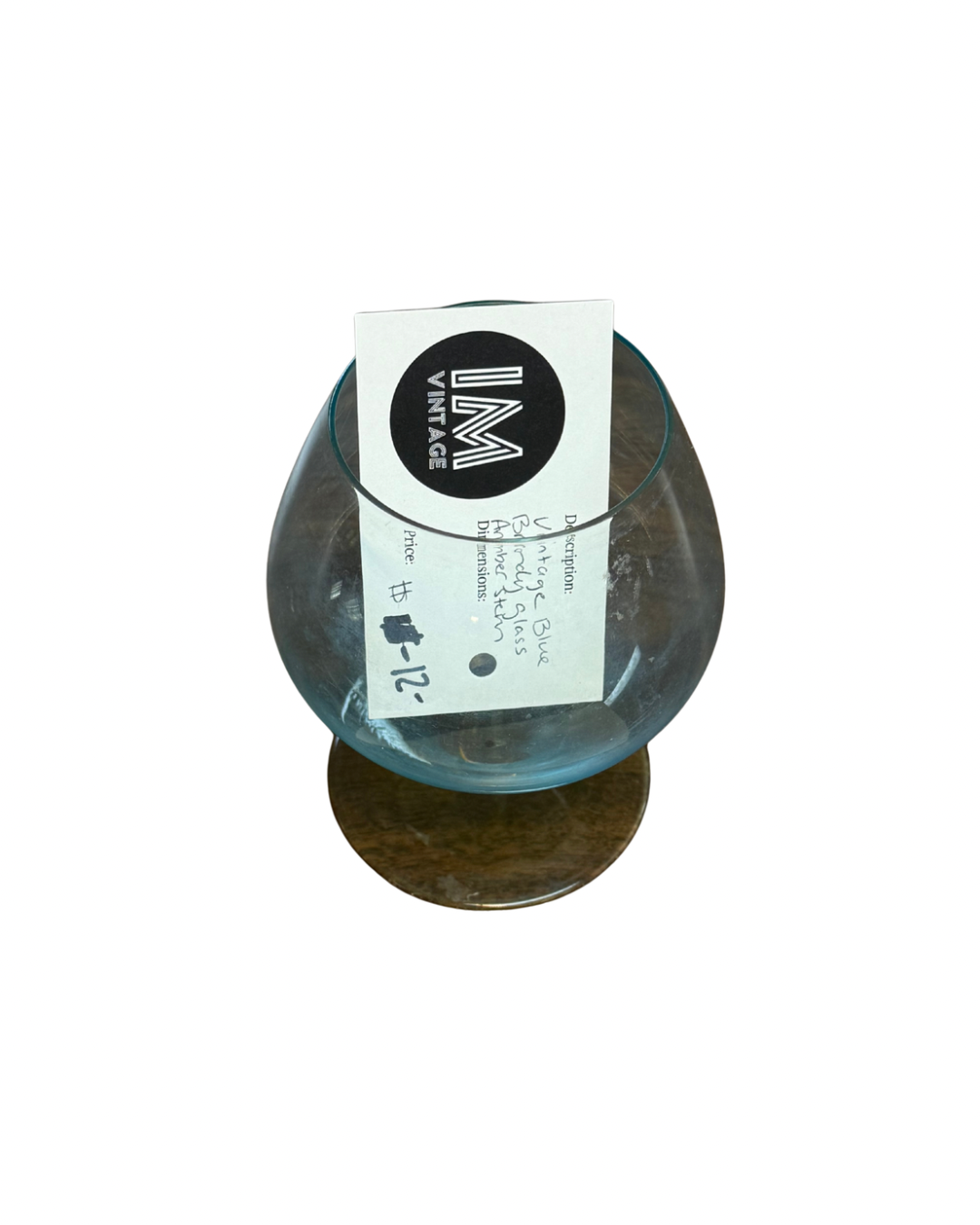 Vintage Blue Brandy Glass Amber Stem