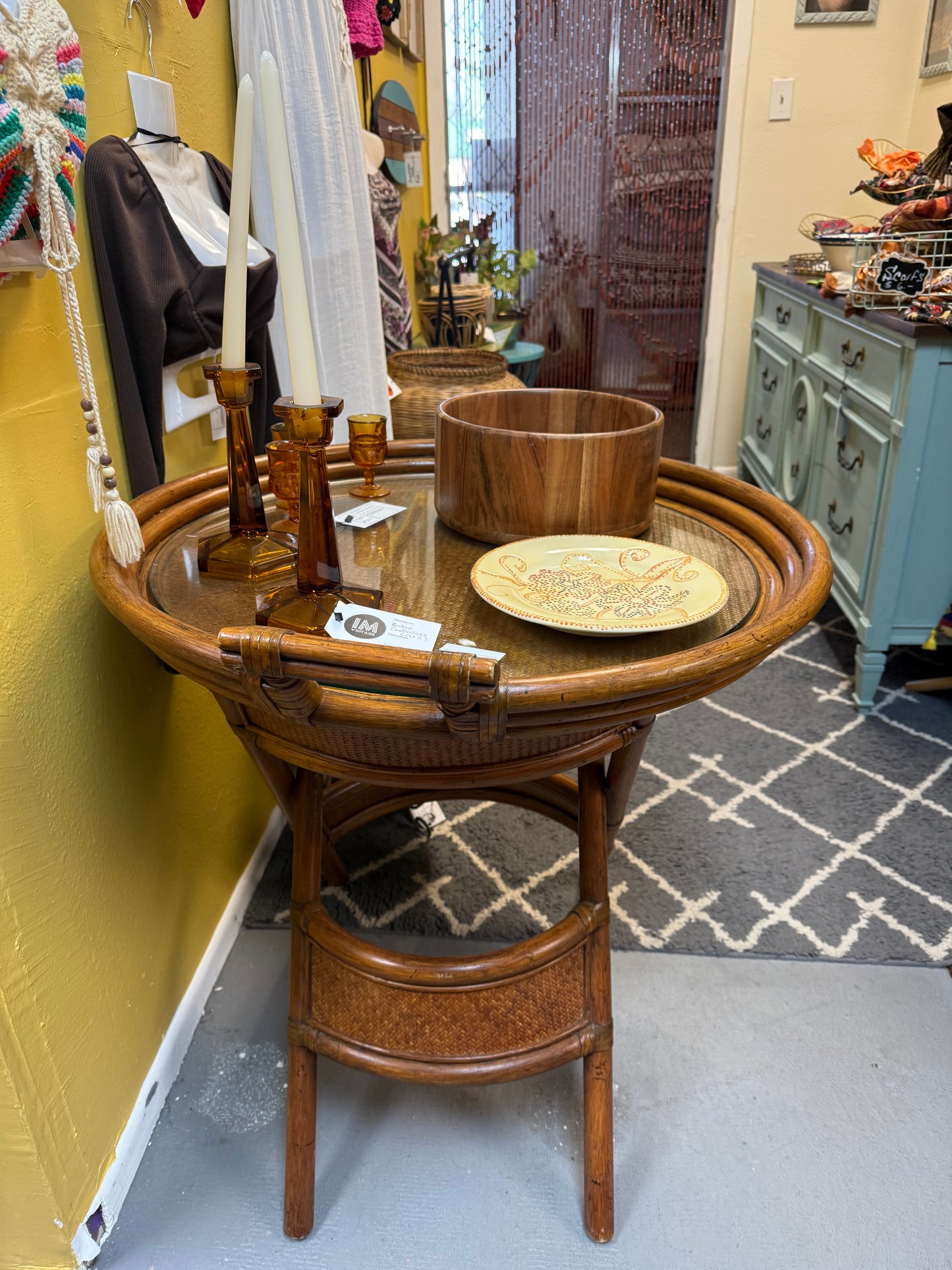 Vintage Folding Rattan/Bentwood Tray Table