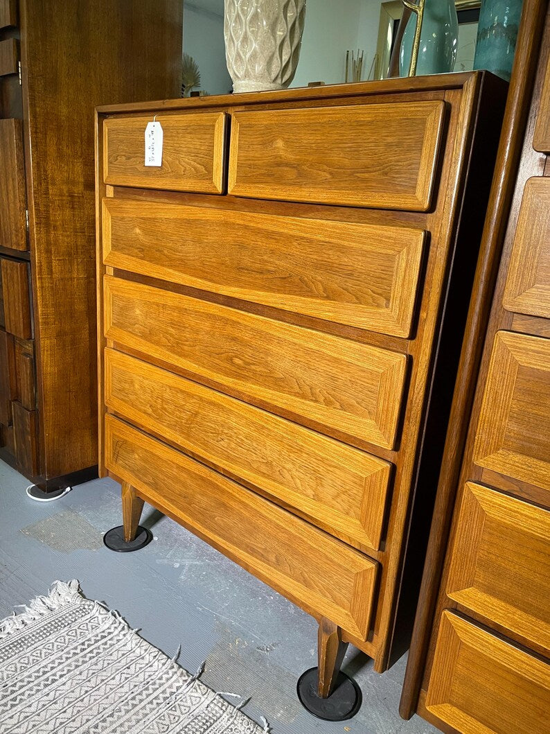 MCM Tallboy Dresser - American of Martinsville Walnut Wood