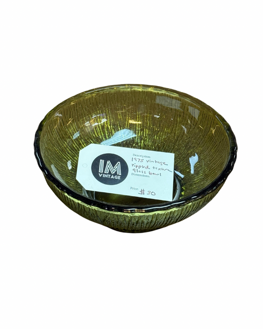 Vintage 1975 Rippled Texture Glass Bowl