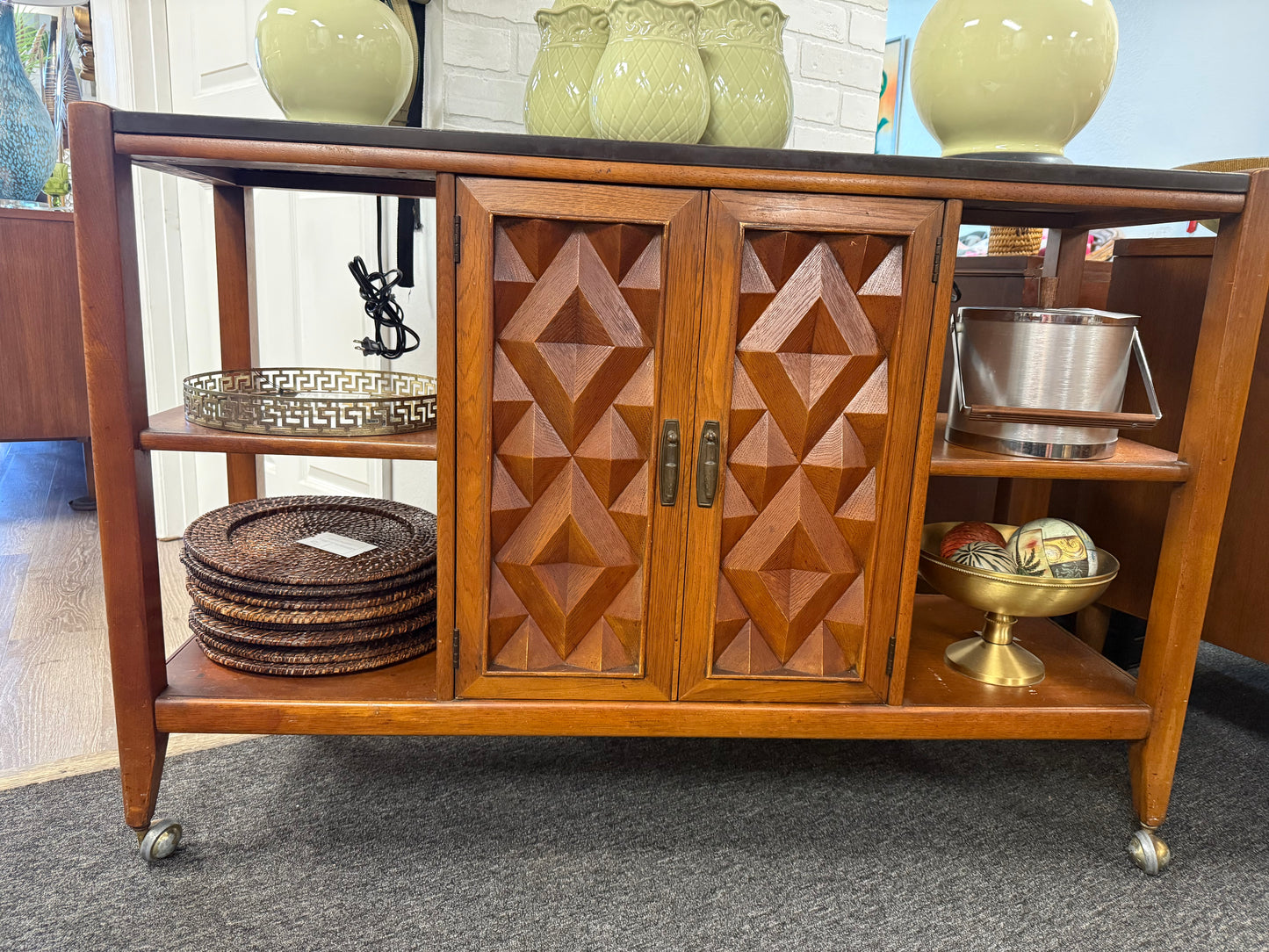 Diamond Head Rolling Bar Cart