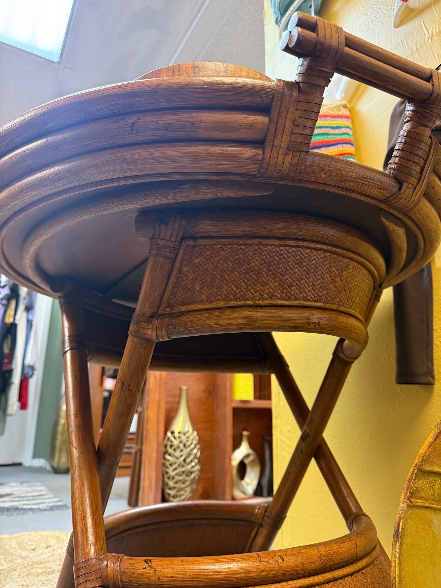 Vintage Folding Rattan/Bentwood Tray Table