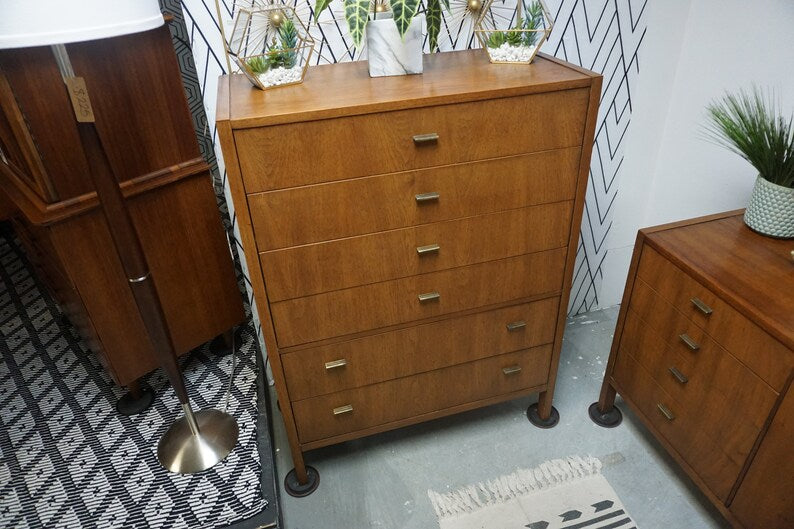 Vintage Founders Tall Dresser - Mid Century Modern Tallboy