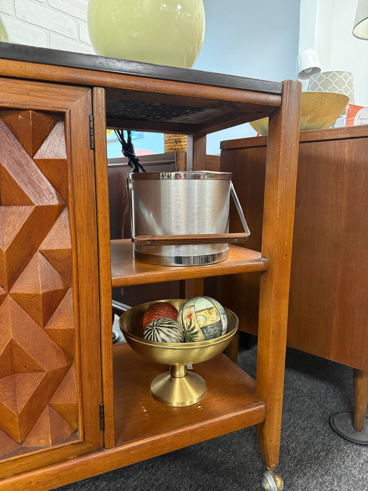 Diamond Head Rolling Bar Cart