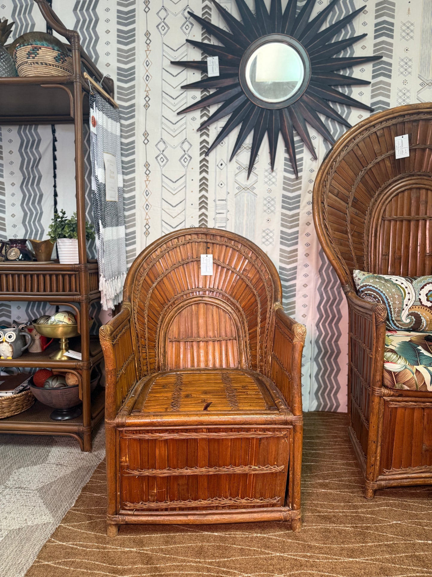 Vintage Rising Sun Rattan Chair- smaller version