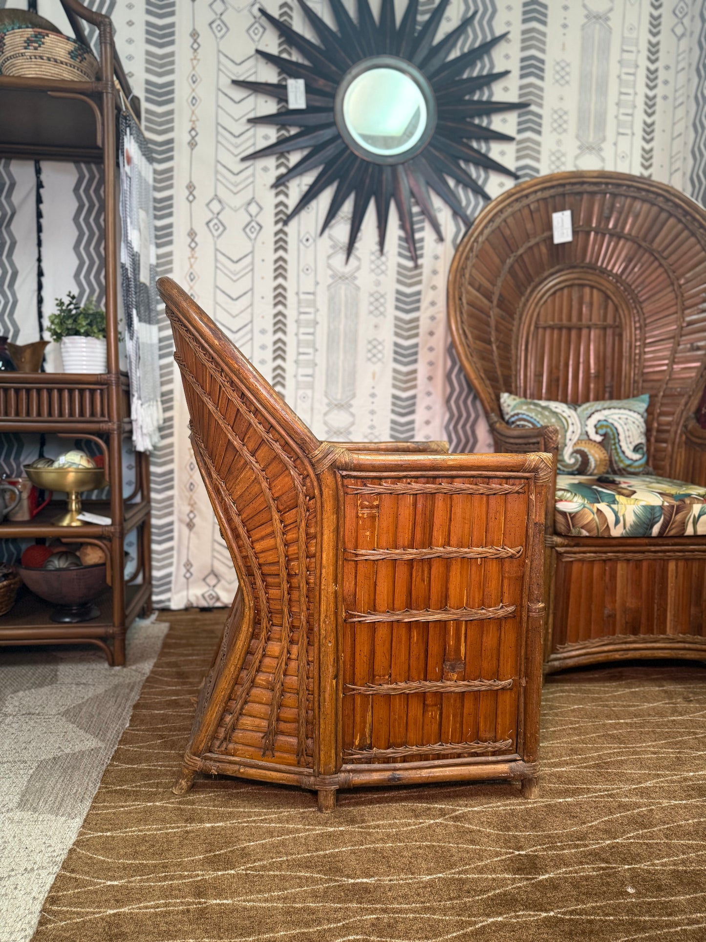 Vintage Rising Sun Rattan Chair- smaller version