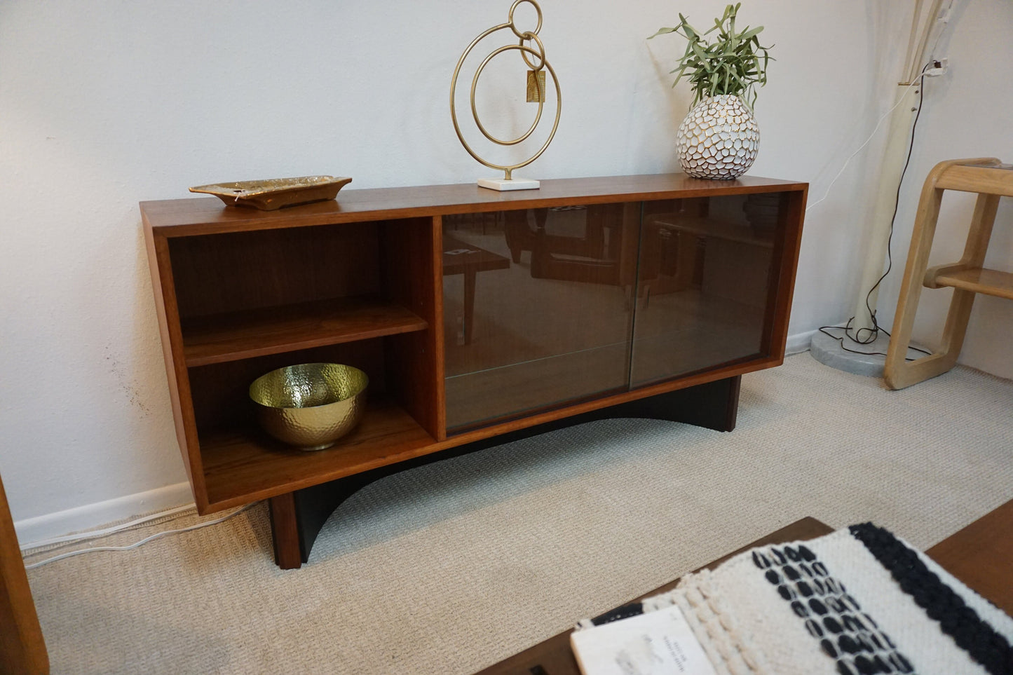 Mid-Century Modern Teak Media Console Curio (Free Shipping)