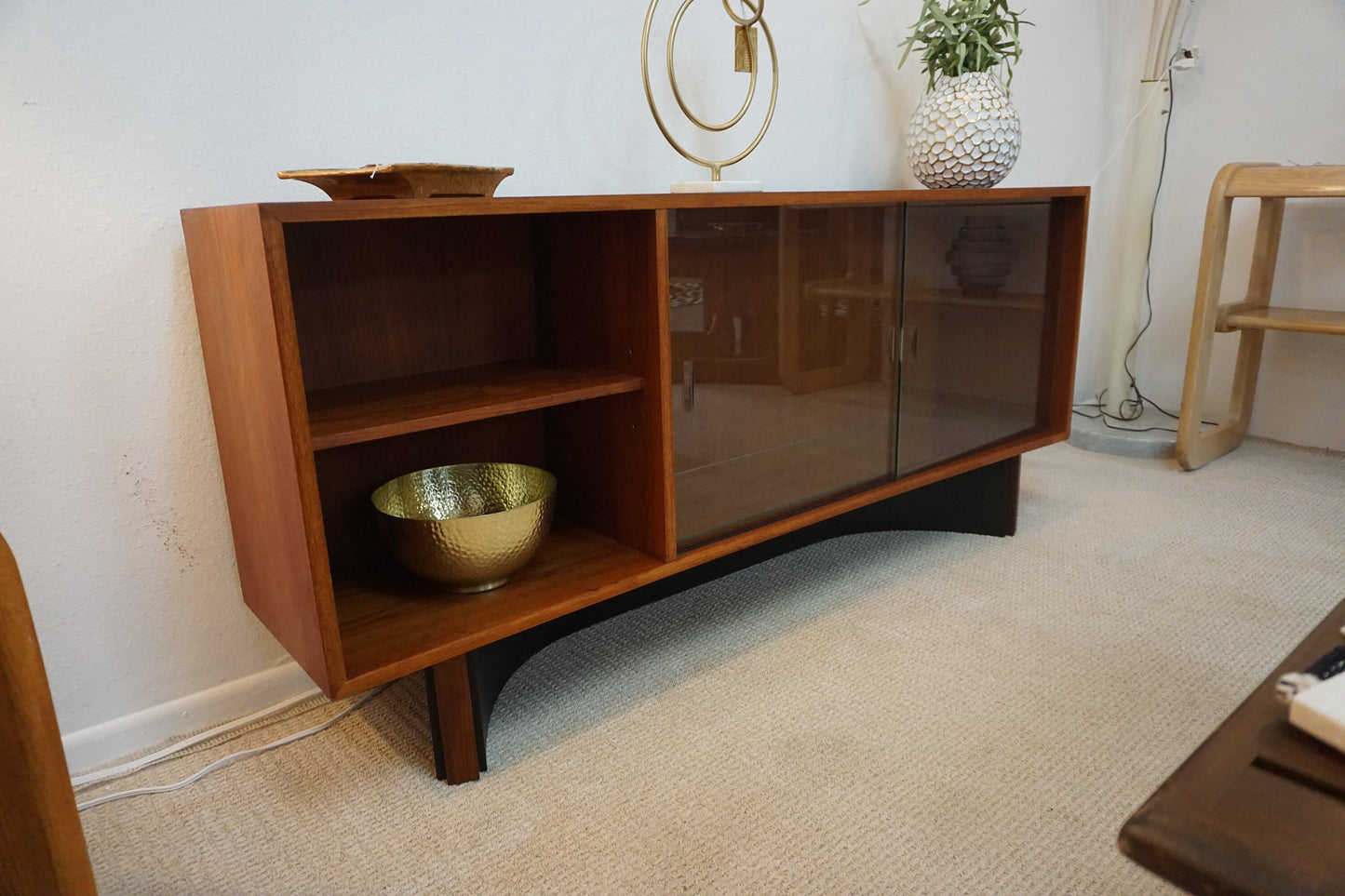 Mid-Century Modern Teak Media Console Curio (Free Shipping)