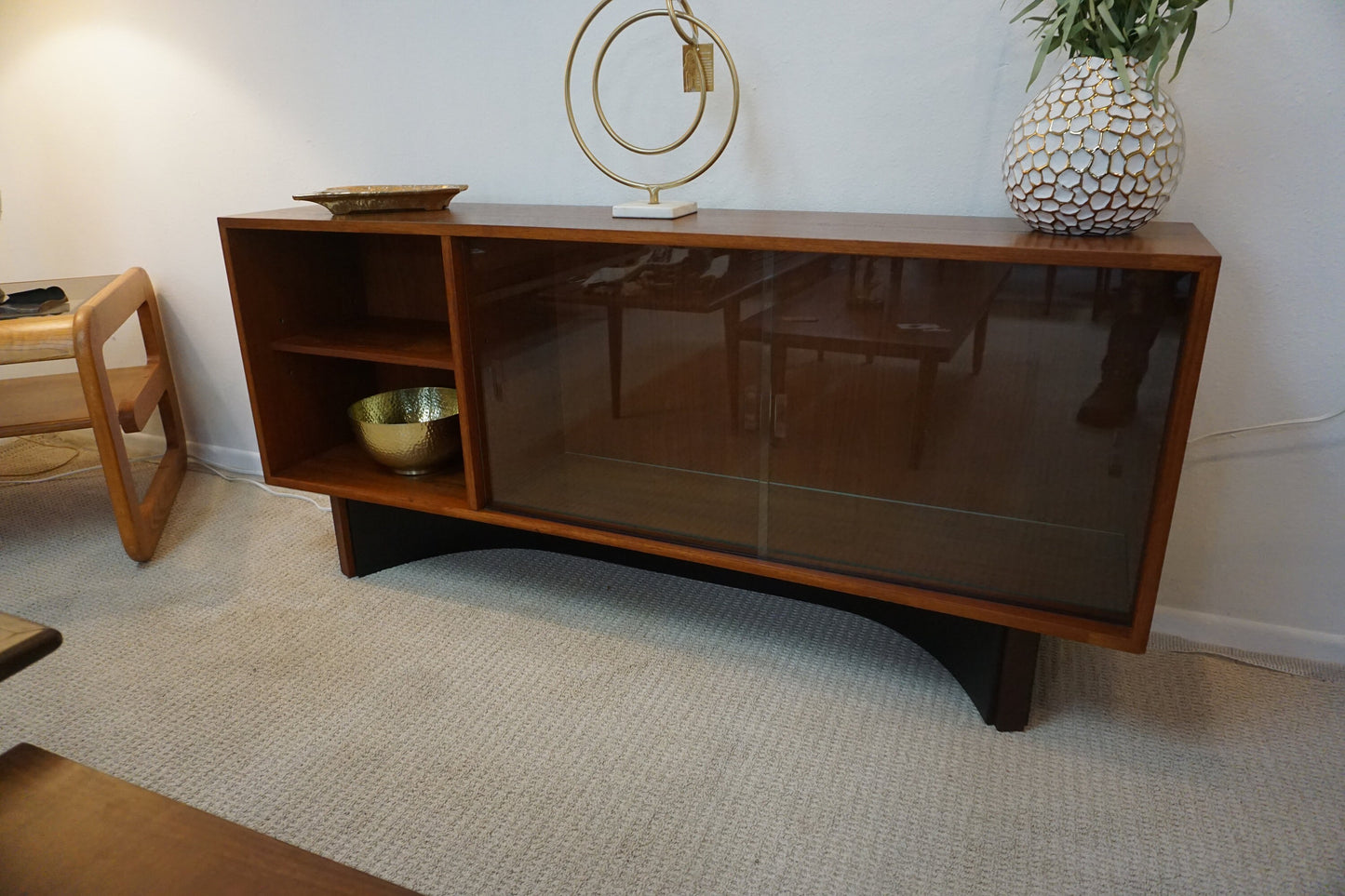 Mid-Century Modern Teak Media Console Curio (Free Shipping)