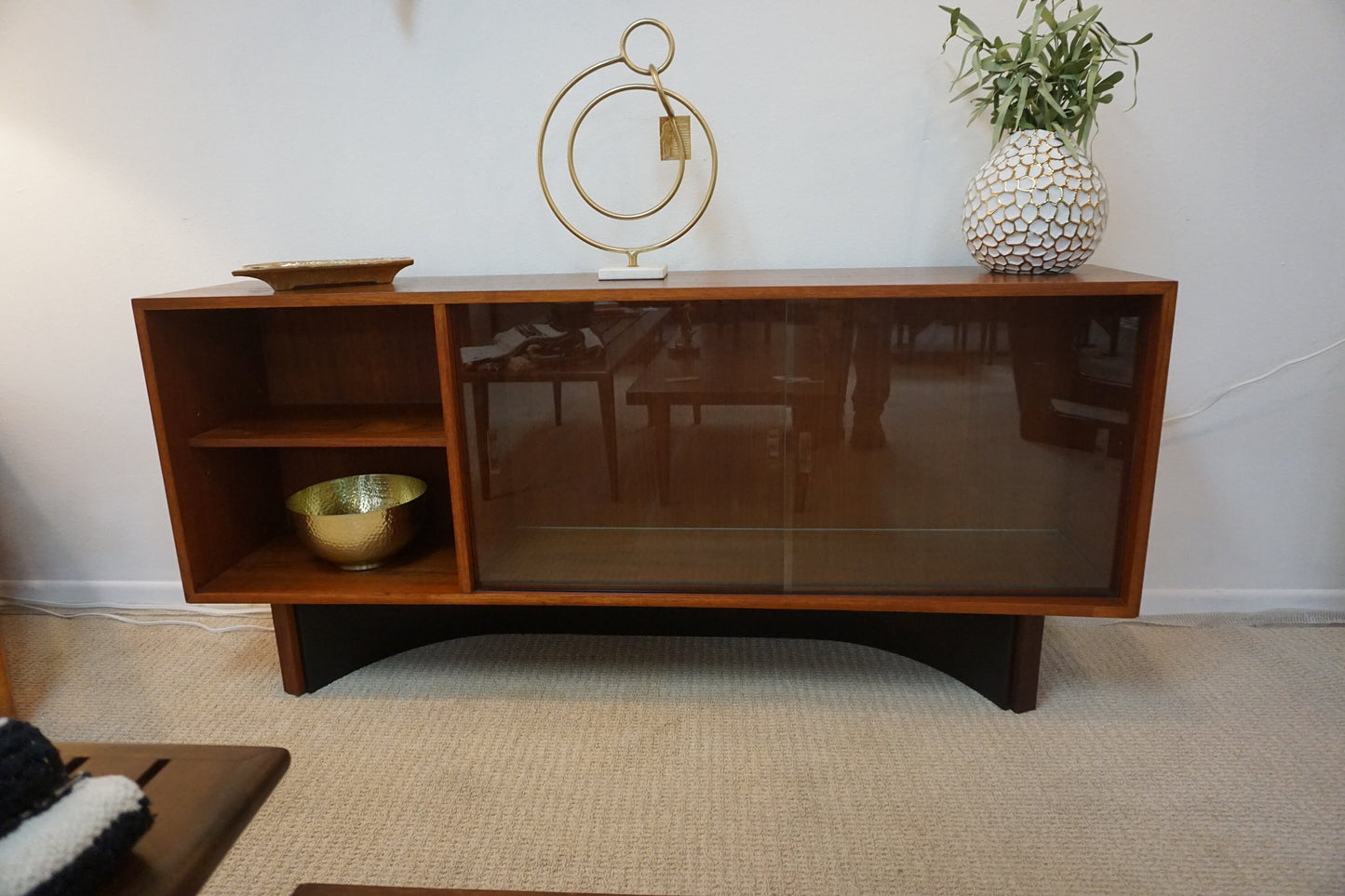 Mid-Century Modern Teak Media Console Curio (Free Shipping)