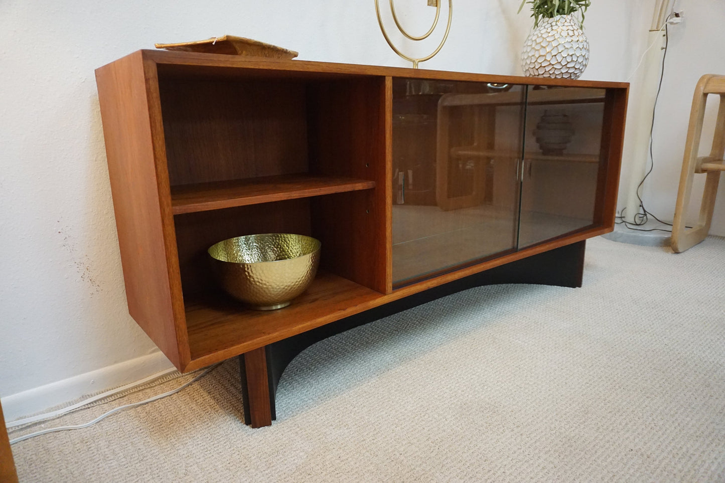 Mid-Century Modern Teak Media Console Curio (Free Shipping)