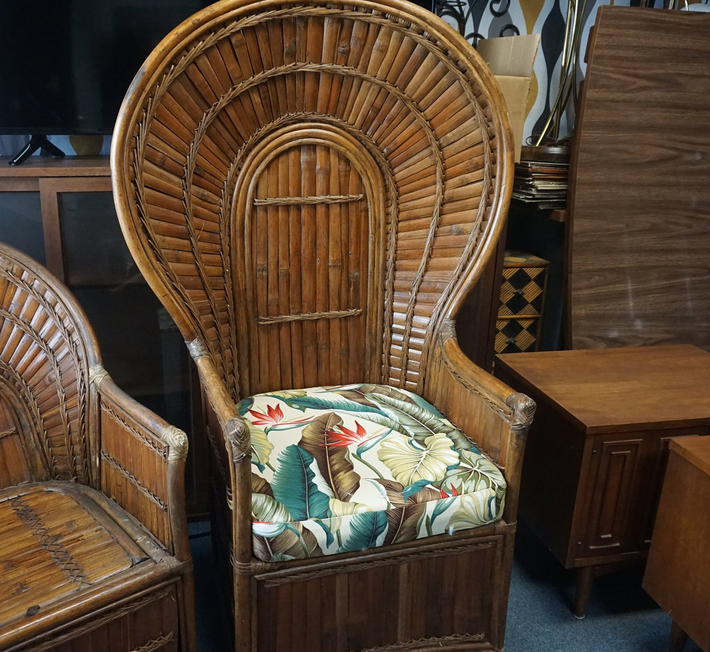 Mid Century Modern - Rattan - Rising Sun Chair- Peacock Chair