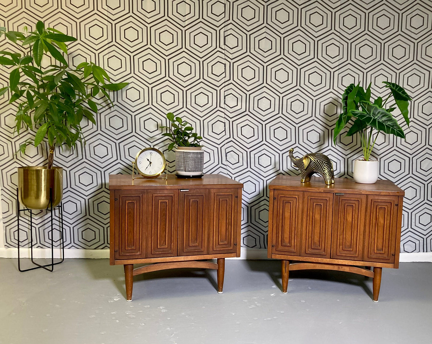 Set of Two Mid-Century Modern Sculptra Night Stands (FREE shipping)