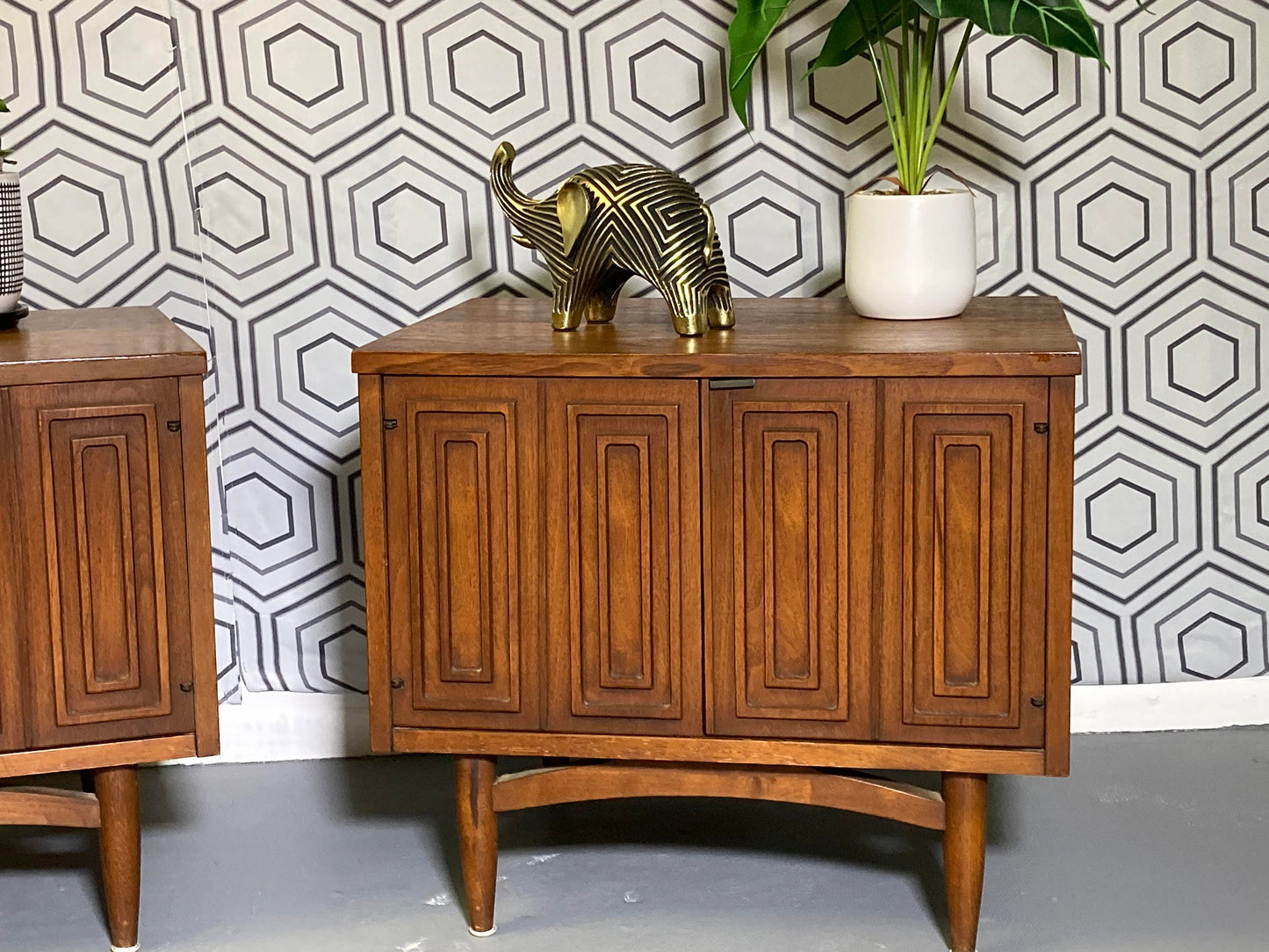 Set of Two Mid-Century Modern Sculptra Night Stands (FREE shipping)