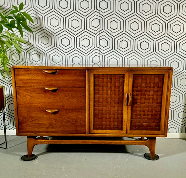 Warren Church Lane Perception woven front small Walnut Credenza Vintage MCM***FREE SHIPPING***