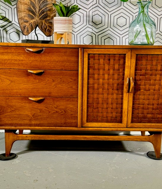 Warren Church Lane Perception woven front small Walnut Credenza Vintage MCM***FREE SHIPPING***