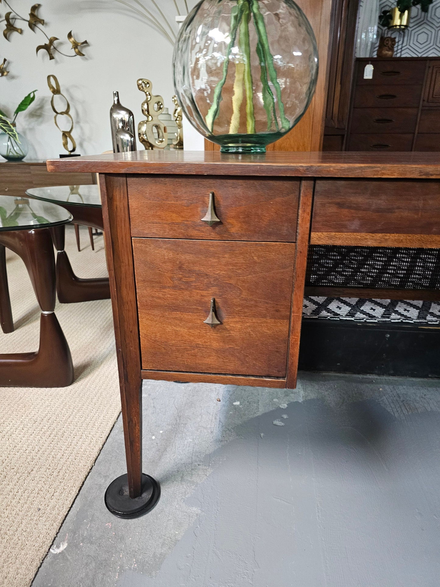 Broyhill Brasilia - Mid Century Walnut and Brass Desk