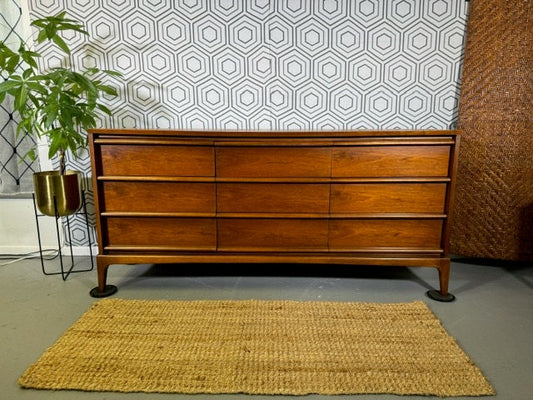 Lane Rhythm Vintage Walnut MCM Dresser - Very Rare! 9 Drawer Dresser