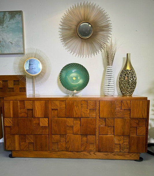 Vintage Mid century modern Lane Staccato Brutalist MIdCentury Modern Oak 3 PC set 1960s ***FREE SHIPPING***