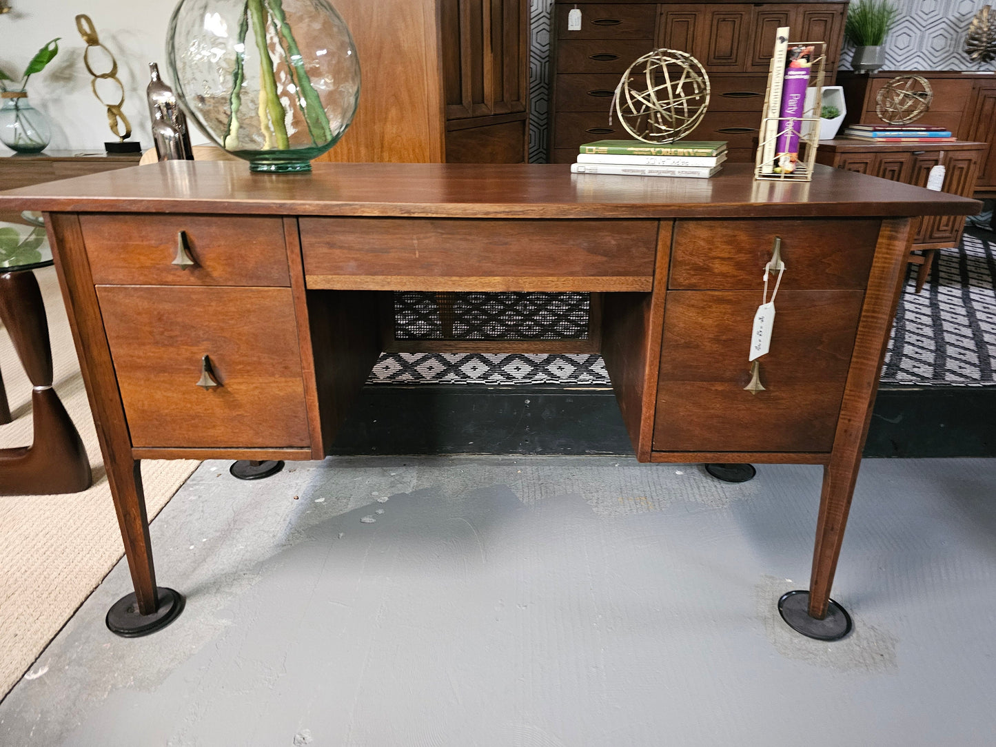 Broyhill Brasilia - Mid Century Walnut and Brass Desk