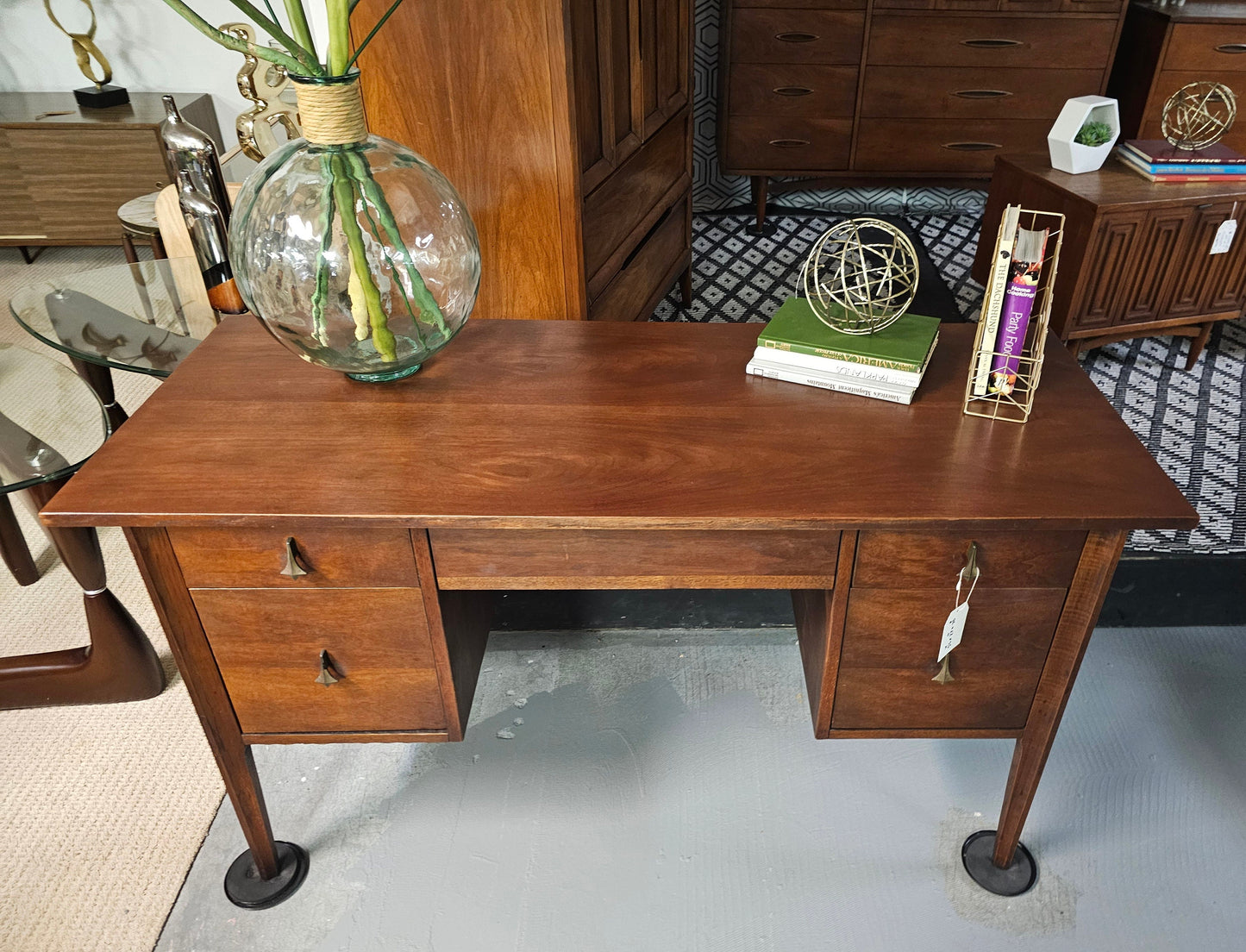 Broyhill Brasilia - Mid Century Walnut and Brass Desk