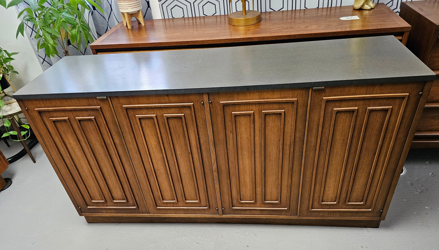 Broyhill Sulptra - Buffet / Credenza - Walnut Slate top - 1960s