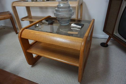 Mid-Century Modern 70's Coffee Table/Nightstand Glasstop