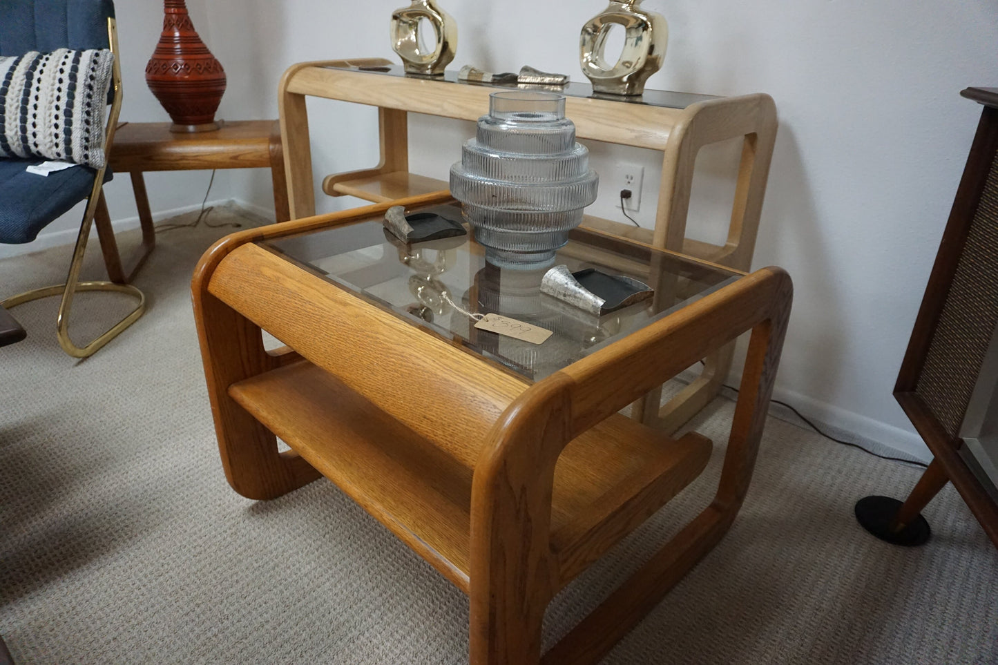 Mid-Century Modern 70's Coffee Table/Nightstand Glasstop