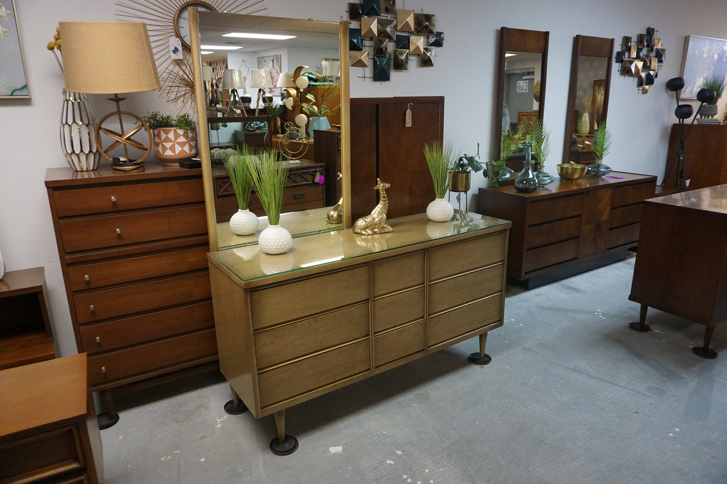 Mid-Century Modern Bassett Dresser With Mirror