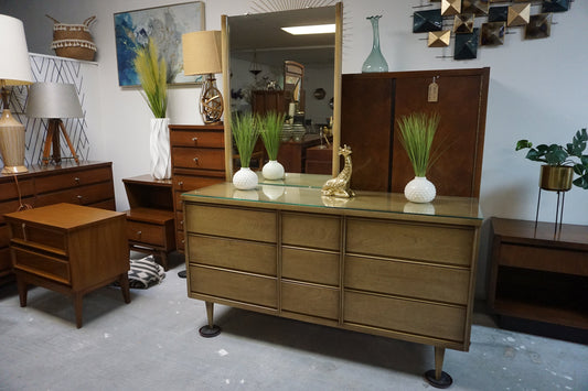 Mid-Century Modern Bassett Dresser With Mirror