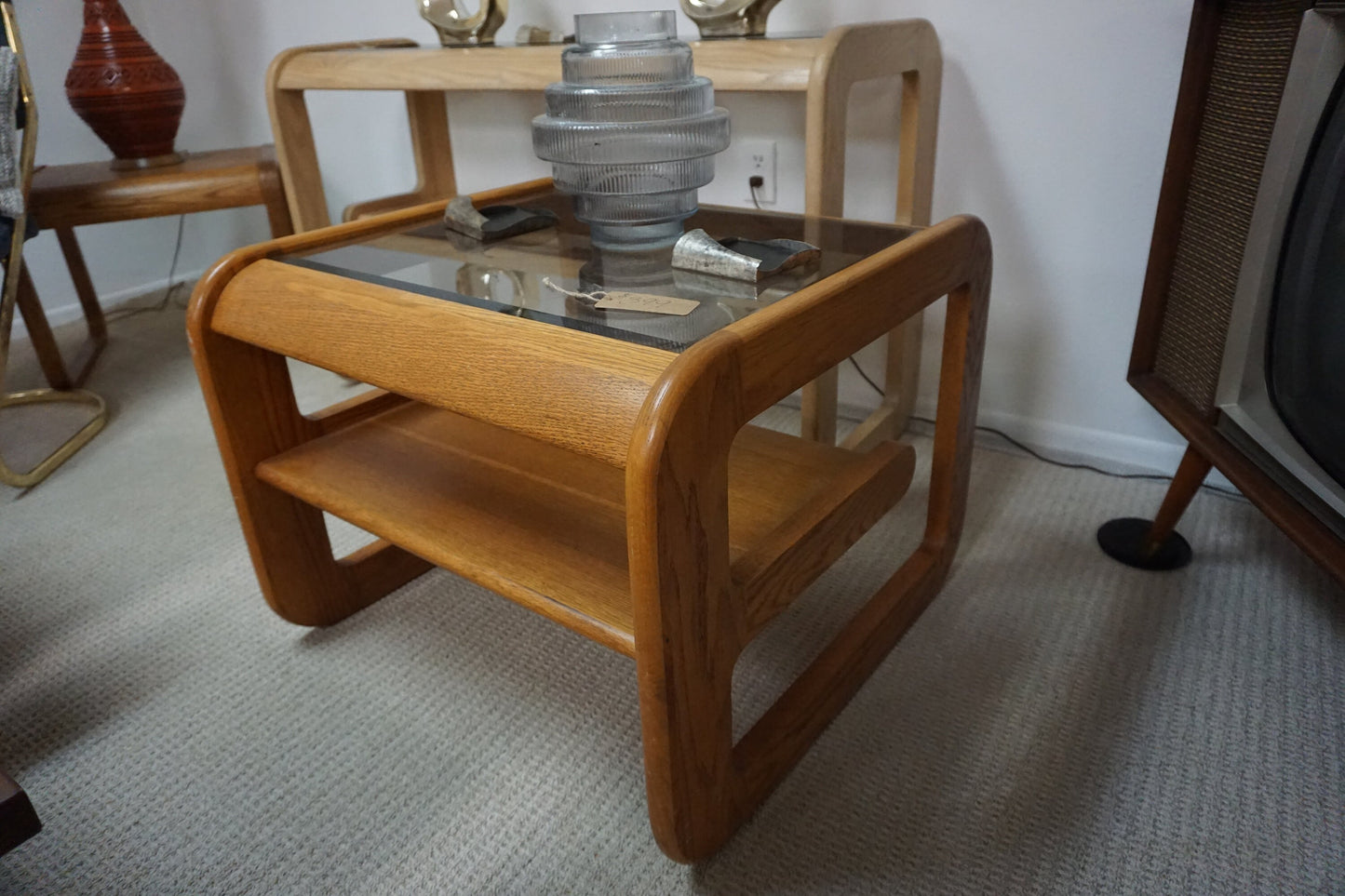 Mid-Century Modern 70's Coffee Table/Nightstand Glasstop