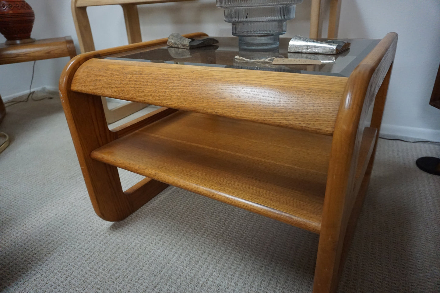 Mid-Century Modern 70's Coffee Table/Nightstand Glasstop