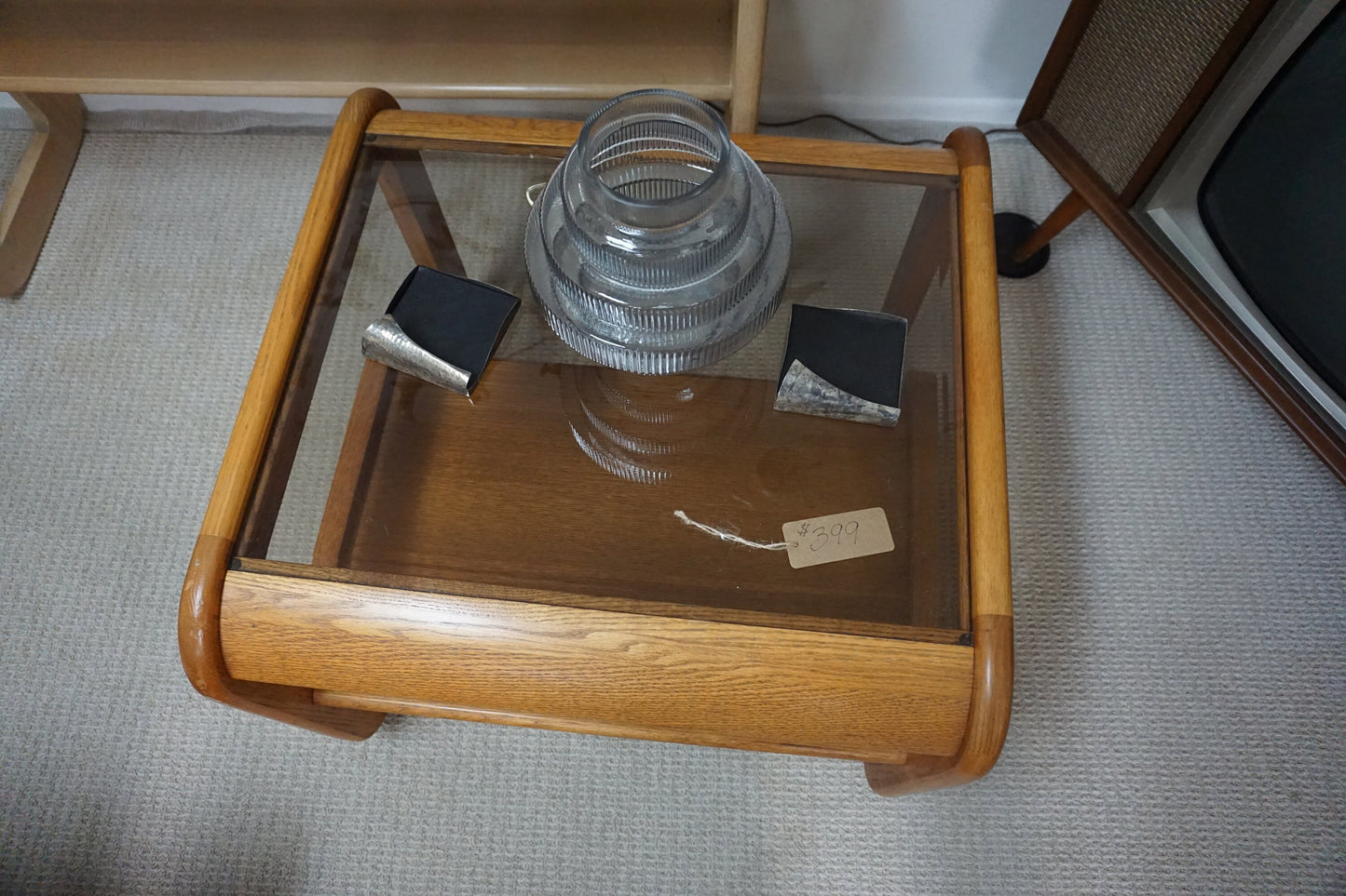 Mid-Century Modern 70's Coffee Table/Nightstand Glasstop