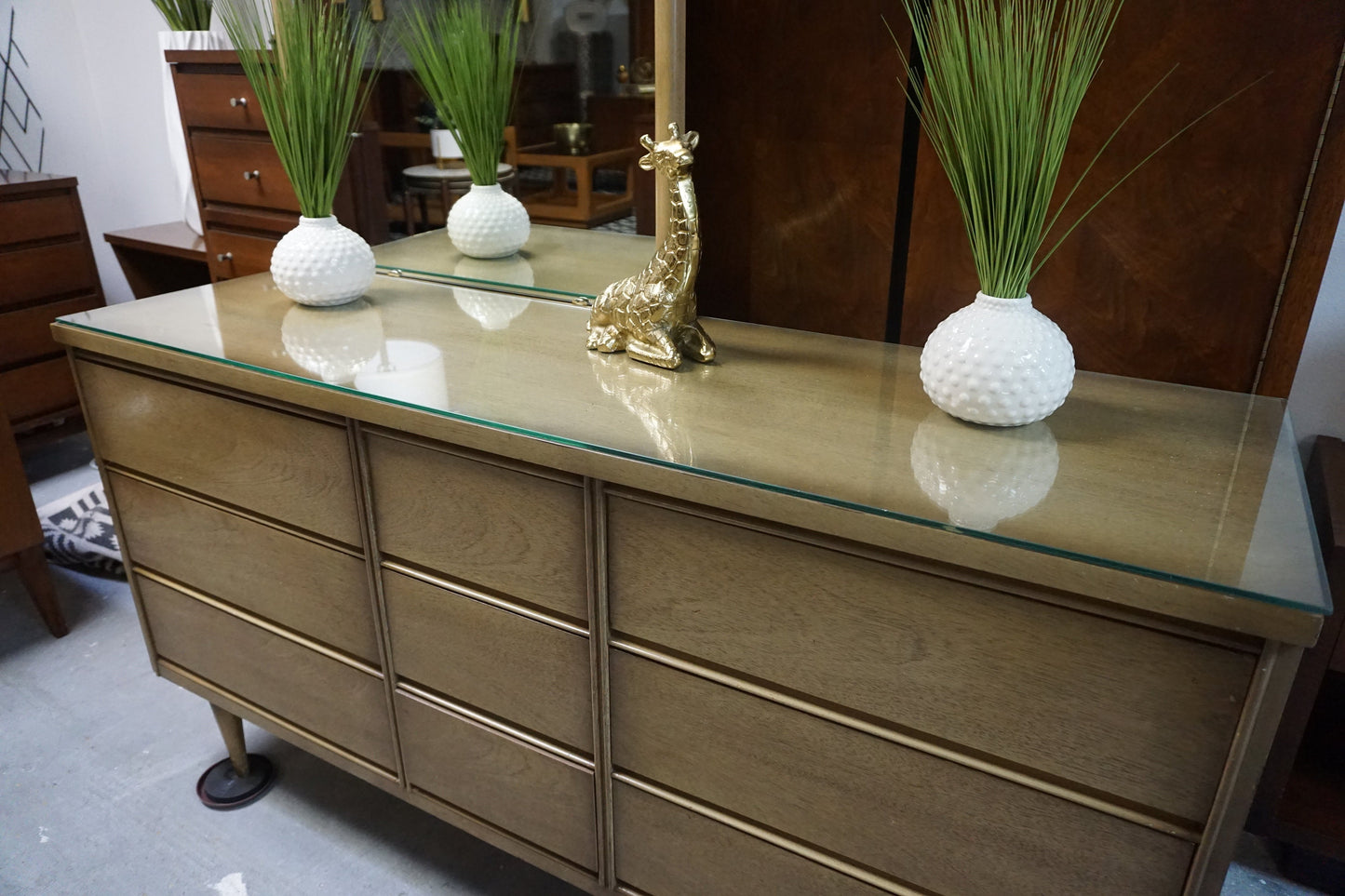 Mid-Century Modern Bassett Dresser With Mirror