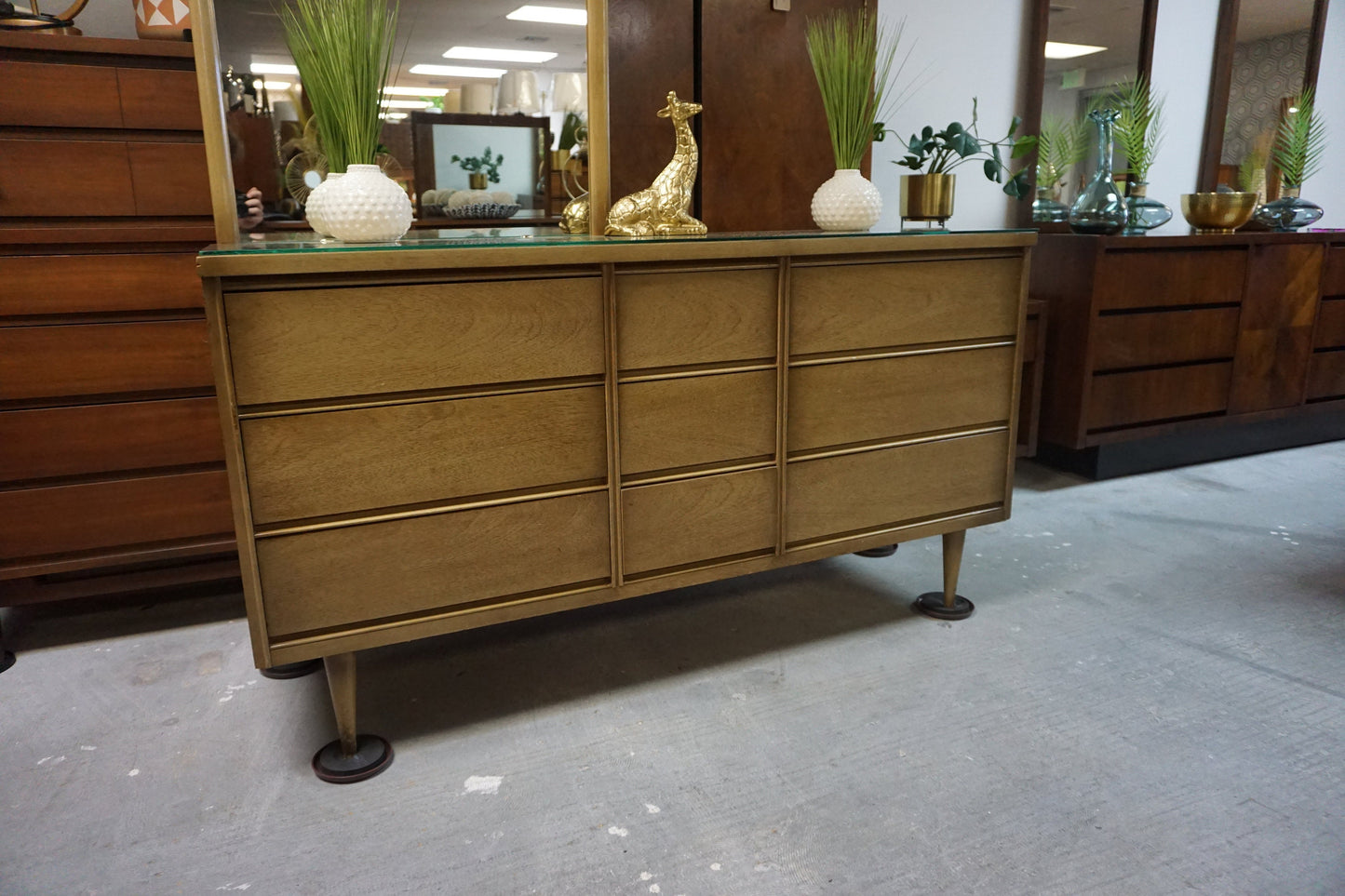 Mid-Century Modern Bassett Dresser With Mirror