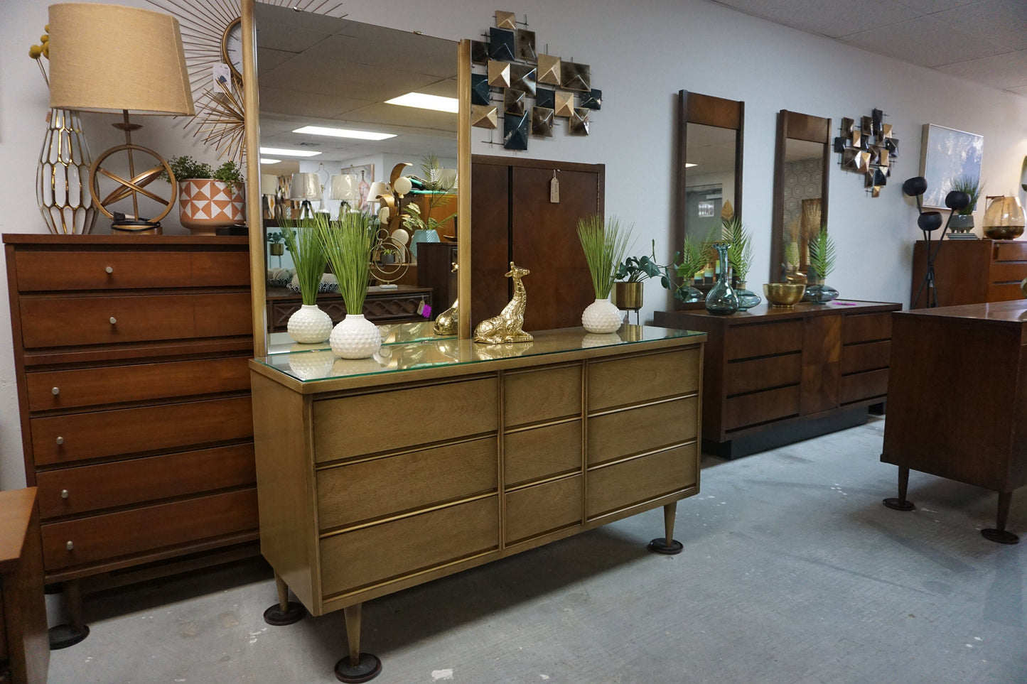 Mid-Century Modern Bassett Dresser With Mirror