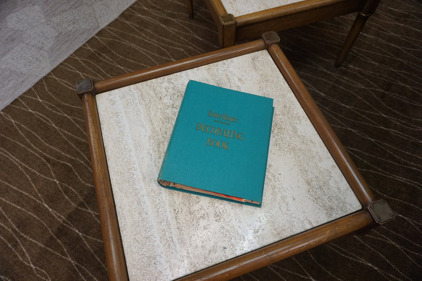 Mid-Century Modern Stone Top Coffee Table Set