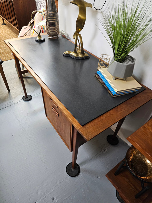 Mid Century Modern Desk: Founders by Jack Cartwright: Walnut and Slate: