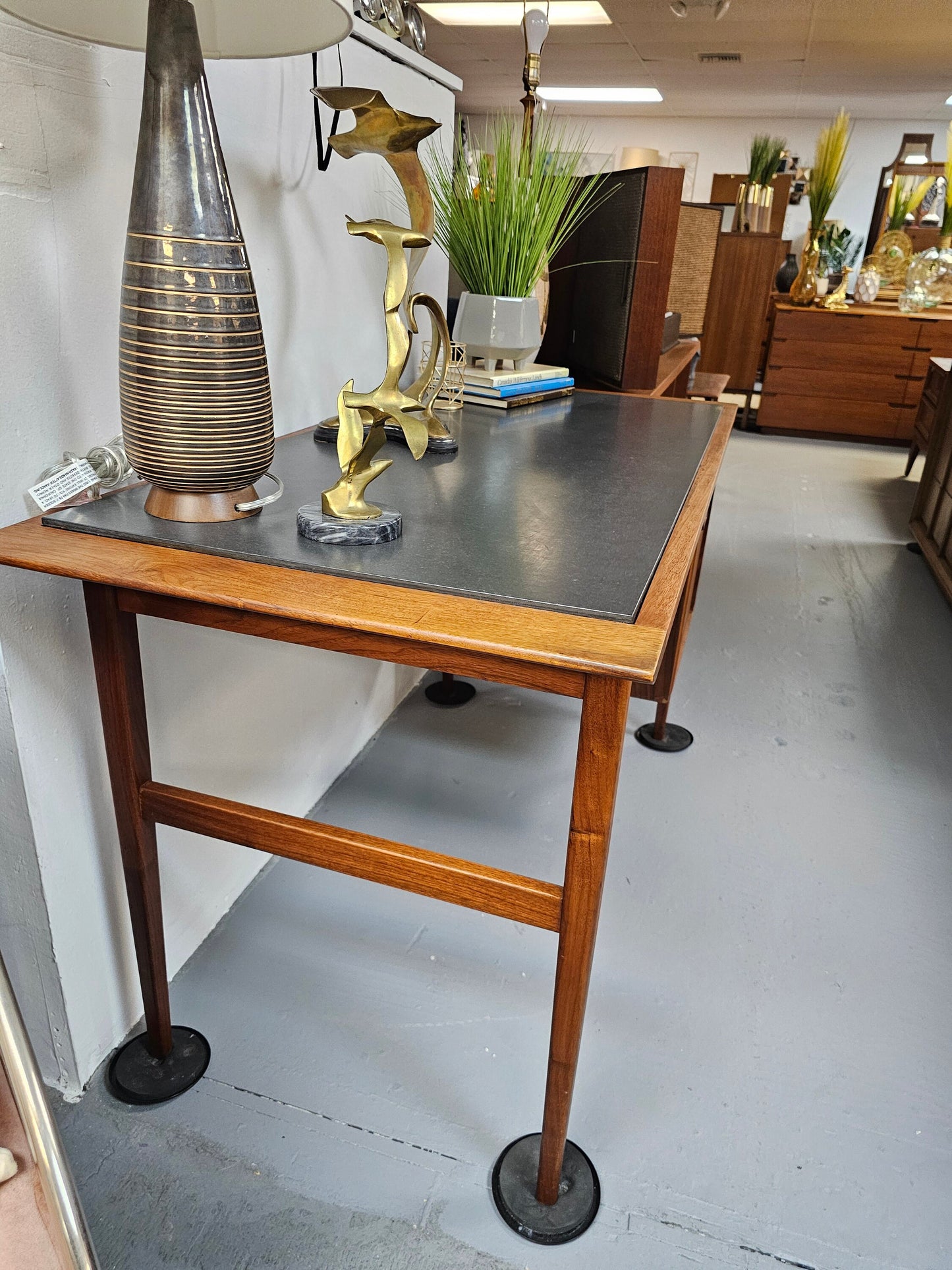 Mid Century Modern Desk: Founders by Jack Cartwright: Walnut and Slate: