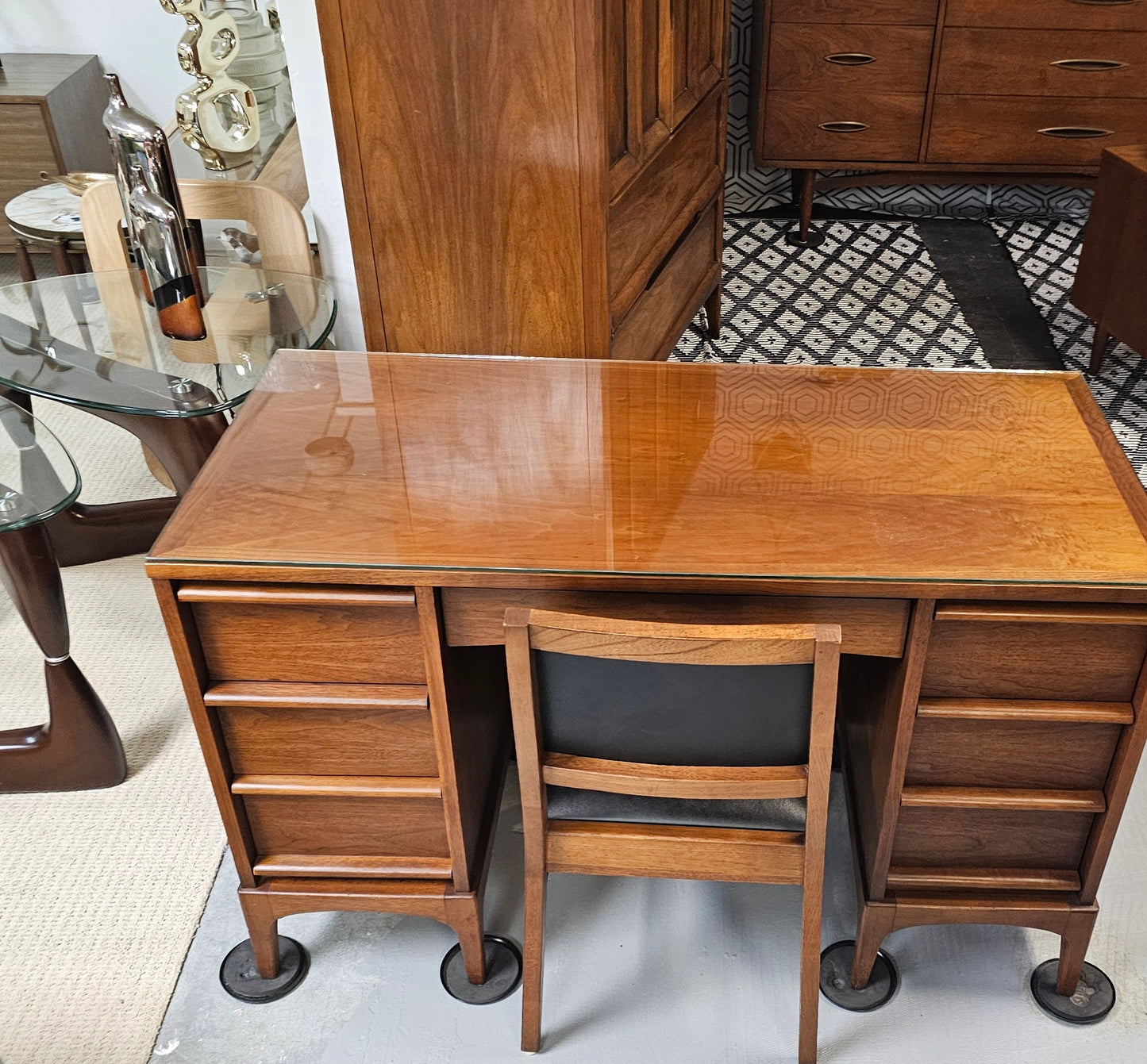 Lane Rhythm Collection MCM Desk - Walnut - w/Chair - 1960s