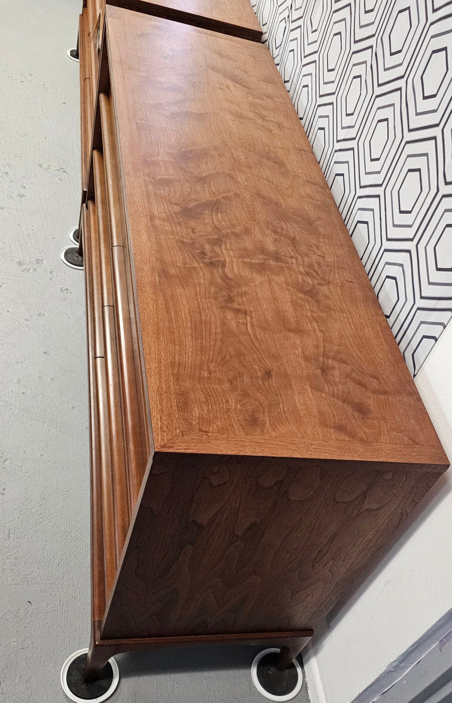 Mid Century Modern Longboy Lane Dresser: Walnut 6 Drawer Vintage MCM