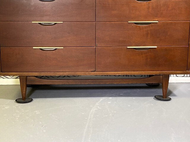 Mid Century Modern Dresser: Kent Coffey the Tableau Model Vintage MCM Dresser Walnut & Brass